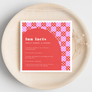 Bold Midcentury Mod Fun Facts Newlyweds Wedding Napkin