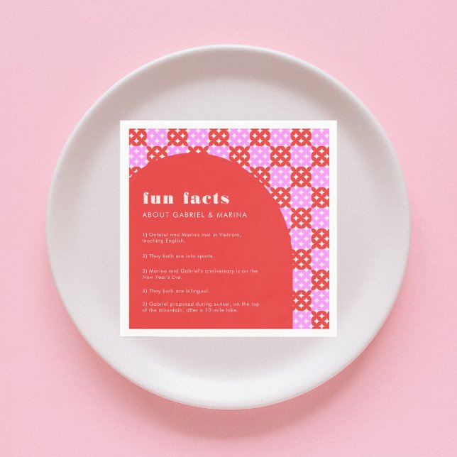 Bold Midcentury Mod Fun Facts Newlyweds Wedding Napkin (Creator Uploaded)