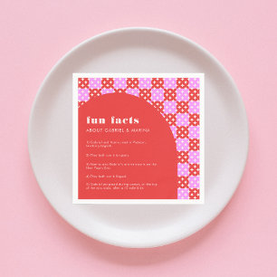 Bold Midcentury Mod Fun Facts Newlyweds Wedding Napkin