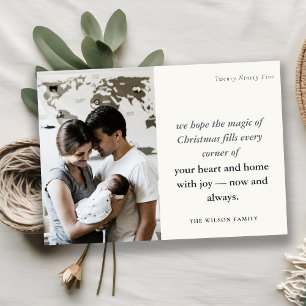 Bold Minimal 1 Photo Black & White Christmas Holiday Card