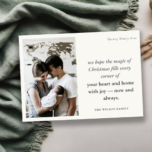 Bold Minimal 1 Photo Black & White Christmas Holiday Card