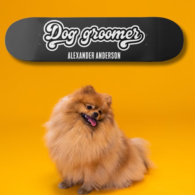 Bold Minimal Black and White Dog Groomer Skateboard (Creator Uploaded)