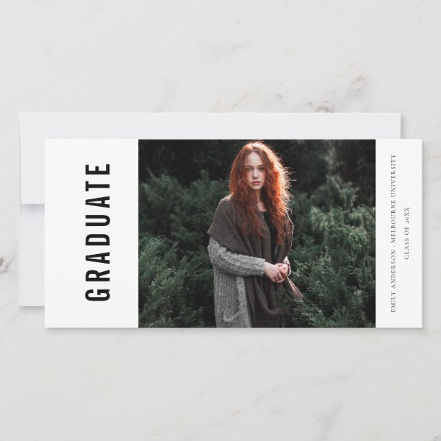 BOLD MINIMAL CLEAN PHOTO GRADUATION ANNOUNCEMENT (Front)