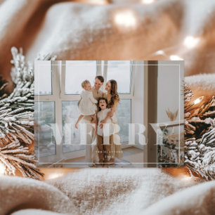 Bold & Minimal Merry Holiday Photo Greeting Card