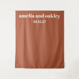 Bold Minimal Rust Fall Custom Wedding Backdrop Tapestry