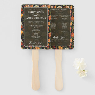 Bold Minimal Rustic Rose Romantic Wedding Programs Hand Fan