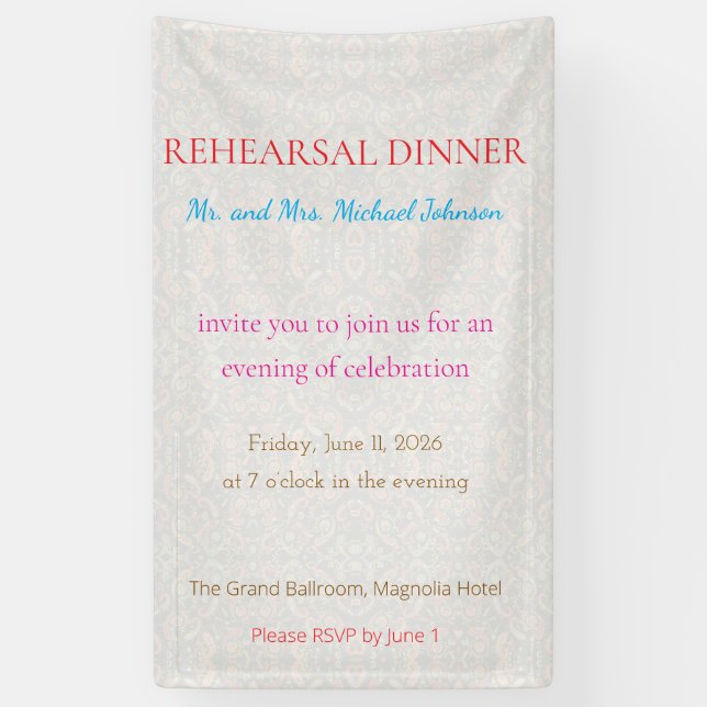 Bold Minimal Wedding Invite in Deep Blue Banner (Vertical)