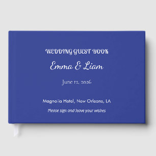Bold Minimal Wedding Invite in Deep Blue Guest Book
