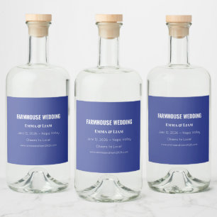 Bold Minimal Wedding Invite in Deep Blue Liquor Bottle Label