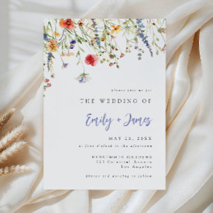 Bold Minimal Wildflower Wedding Invitation
