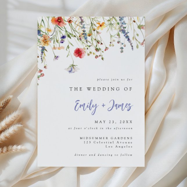 Bold Minimal Wildflower Wedding Invitation (Creator Uploaded)