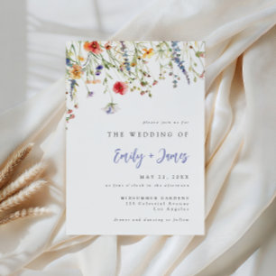 Bold Minimal Wildflower Wedding Invitation