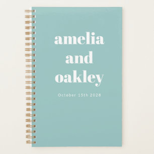 Bold Minimalist Aqua Blue Retro Custom Wedding Planner