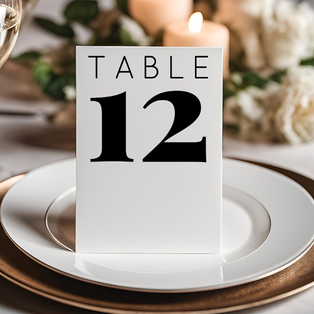 Bold Minimalist Big Numbers Black White Wedding Table Number (Creator Uploaded)