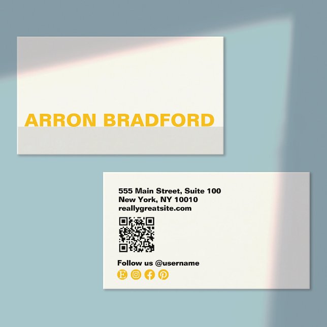 Bold Minimalist Black and Ye;; Social Media QR  Business Card (Creator Uploaded)