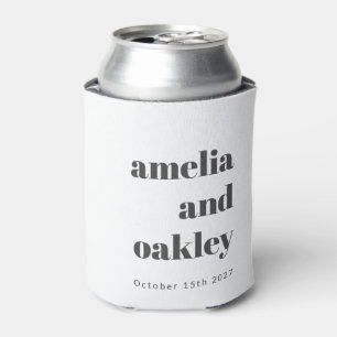 Bold Minimalist Black White Retro Custom Wedding Can Cooler