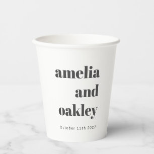 Bold Minimalist Black White Retro Custom Wedding Paper Cups