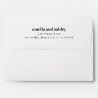 Bold Minimalist Black White Wedding Return Address