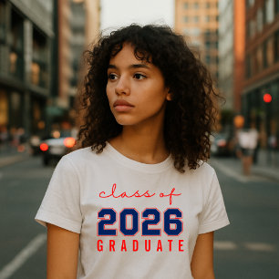 Bold Minimalist Blue Red Class of 2026 Graduate Tri-Blend Shirt