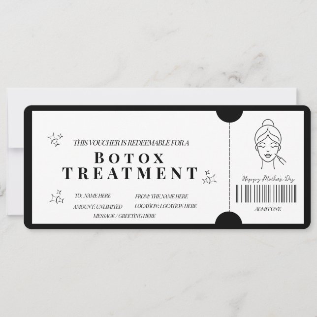 Bold Minimalist Botox Treatment Voucher  invite (Front)