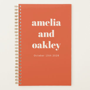 Bold Minimalist Bright Orange Retro Custom Wedding Planner