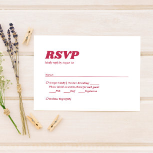 Bold Minimalist Chic Retro Viva Magenta Wedding RSVP Card
