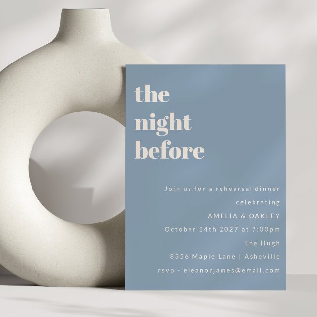 Bold Minimalist Dusty Blue Simple Rehearsal Dinner Invitation (Creator Uploaded)