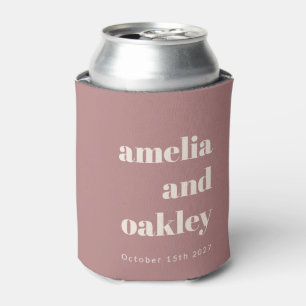 Bold Minimalist Dusty Rose Retro Custom Wedding Can Cooler