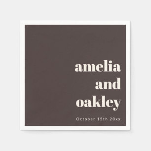 Bold Minimalist Fall Brown Custom Wedding Napkin