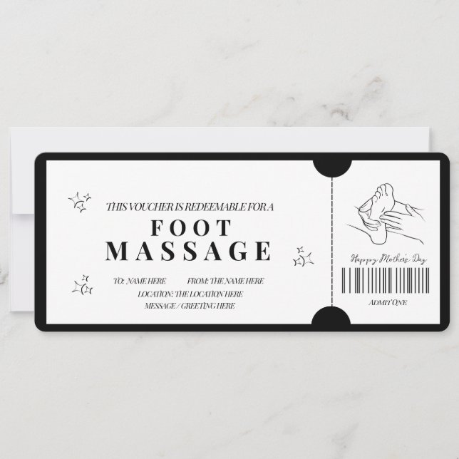 Bold Minimalist Foot Massage Voucher  Invitation (Front)