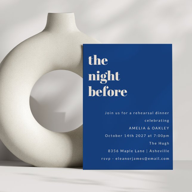 Bold Minimalist French Blue Rehearsal Dinner Invitation (Creator Uploaded)