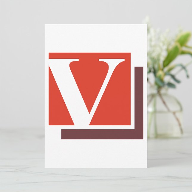 Bold Minimalist Letter V Monogram Invitation (Creator Uploaded)