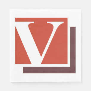 Bold Minimalist Letter V Monogram Napkin