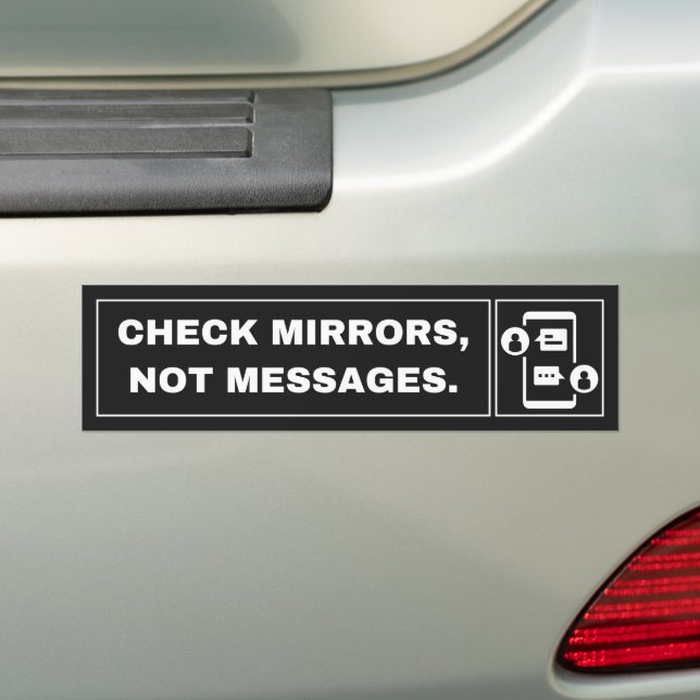 Bold Minimalist Mirror Check Bumper Sticker (On Car)