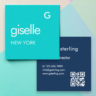 Bold Minimalist Modern Blue Turquoise  Square Business Card