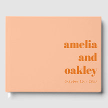 Bold Minimalist Modern Peach Orange Custom Wedding