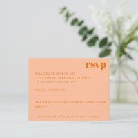 Bold Minimalist Peach Orange Retro Custom Wedding