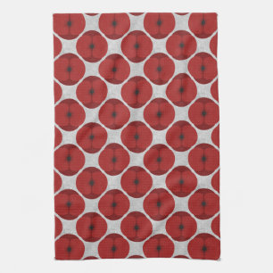Bold Minimalist Poppy Textured Floral Red Tea Towel