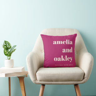 Bold Minimalist Purple Berry Retro Custom Wedding Cushion