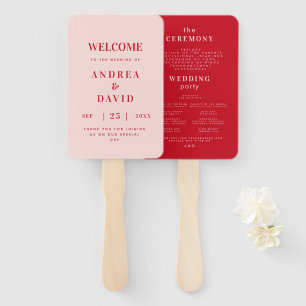 Bold Minimalist Retro Typography Wedding Program Hand Fan