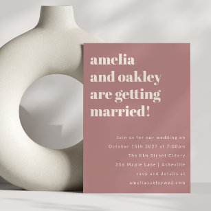 Bold Minimalist Rose Retro Simple Wedding Website Invitation