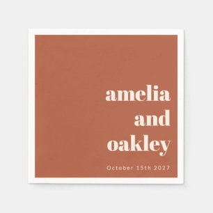 Bold Minimalist Rust Fall Retro Custom Wedding Napkin