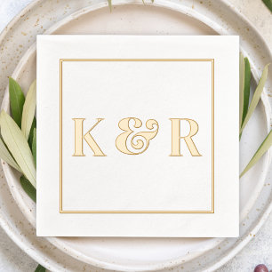 Bold Minimalist Simple Couple Initial Wedding Foil Napkins