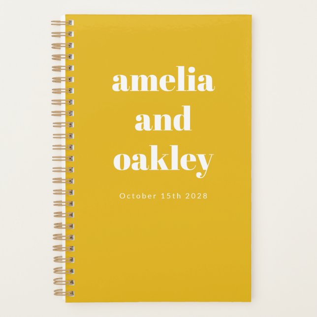 Bold Minimalist Summer Yellow Retro Custom Wedding Planner (Front)