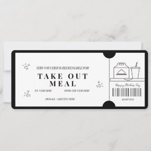 Bold Minimalist  Take out Meal  Voucher   Invitation