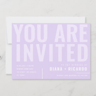 Bold Minimalist Typography Lilac Lavender Wedding  Invitation