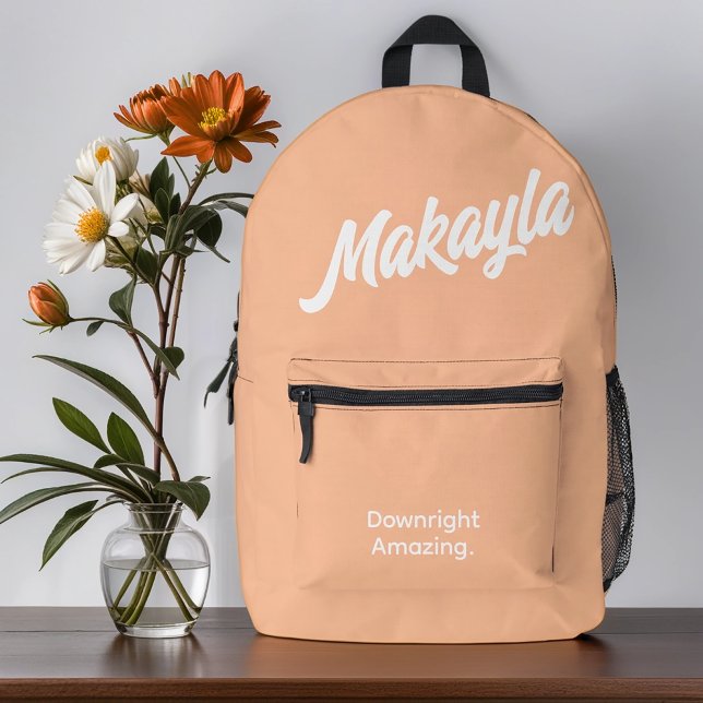 Bold Minimalist Typography Name Printed Backpack (Get this personalized backpack. Simply customize it and add it to your cart.)