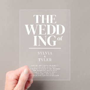 Bold Minimalist Typography Wedding Acrylic Invitations
