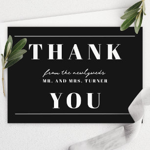 Bold Minimalist White And Black Wedding Thank You Card