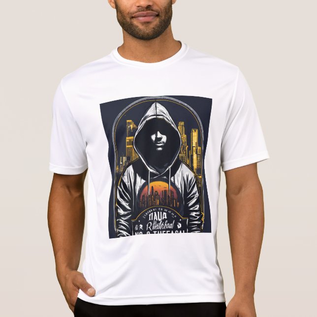 Bold & Minimalist White Print Half T-Shirt  (Front)